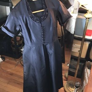 Vintage navy blue sequin Dress custom made Varden Petite Bullock’s Los Angeles